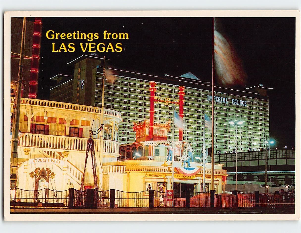 Postcard Las Vegas Strip At Night, Greetings from Las Vegas, Nevada