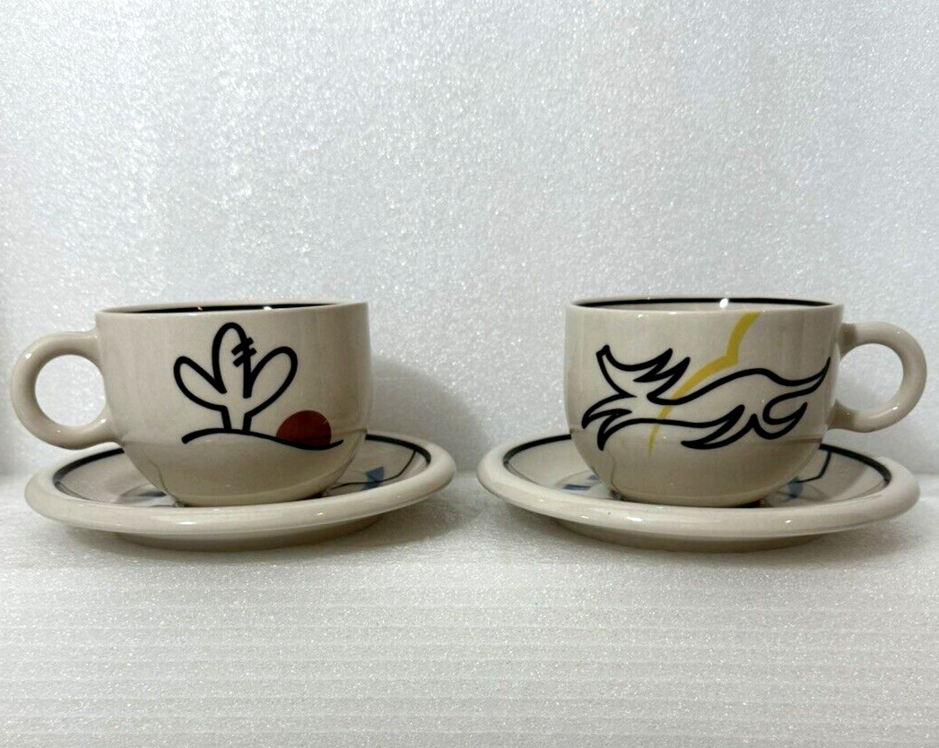 Vintage Epoch Maverick Coffee Cups And Saucers Korea  Lot Of 4 Pieces