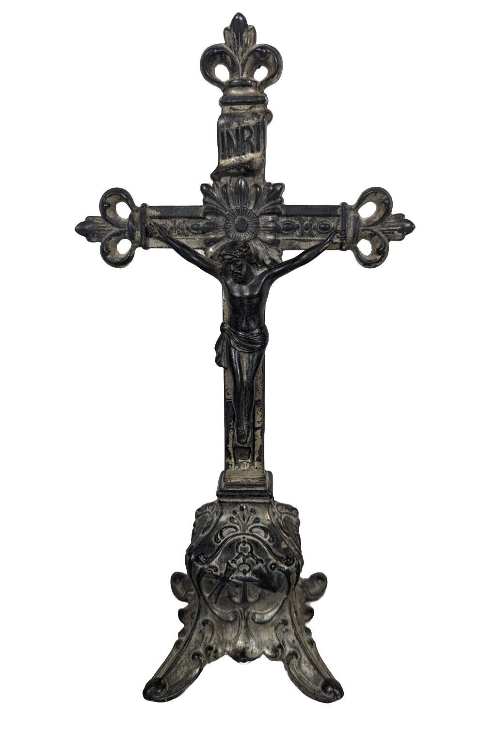 Vintage 1927 Marked Jenning Brothers Metal Spelter Crucifix 10