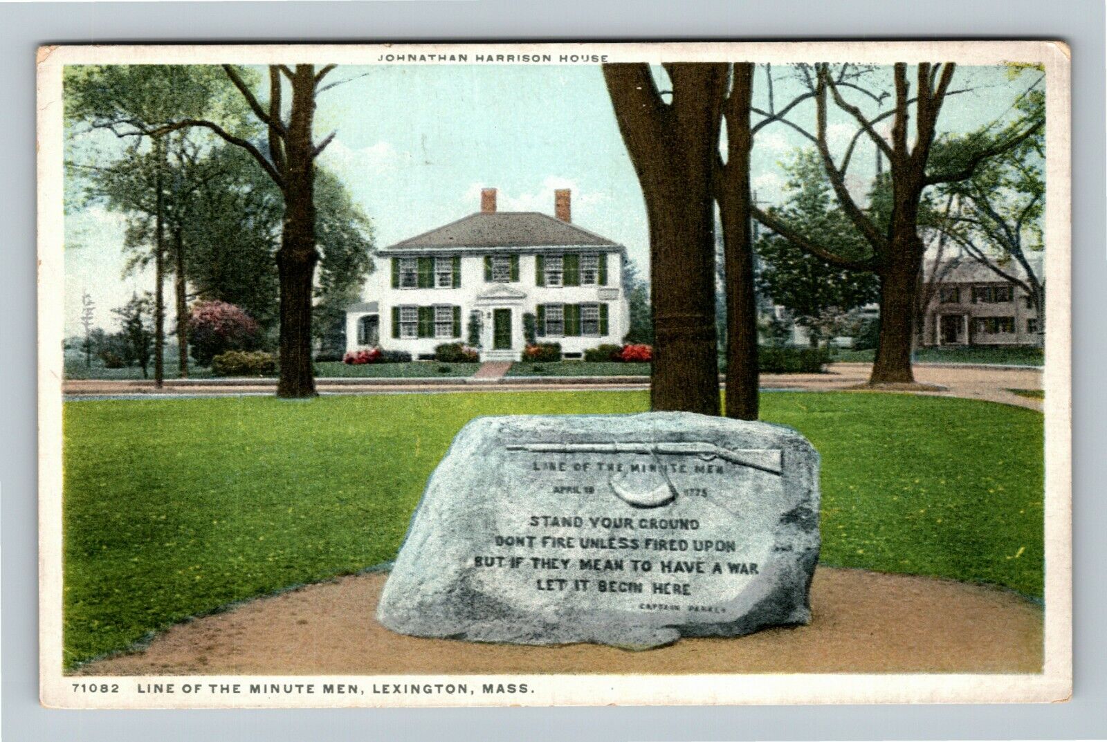 Lexington MA-Massachusetts, Line The Minute Men, Historic, Vintage Postcard