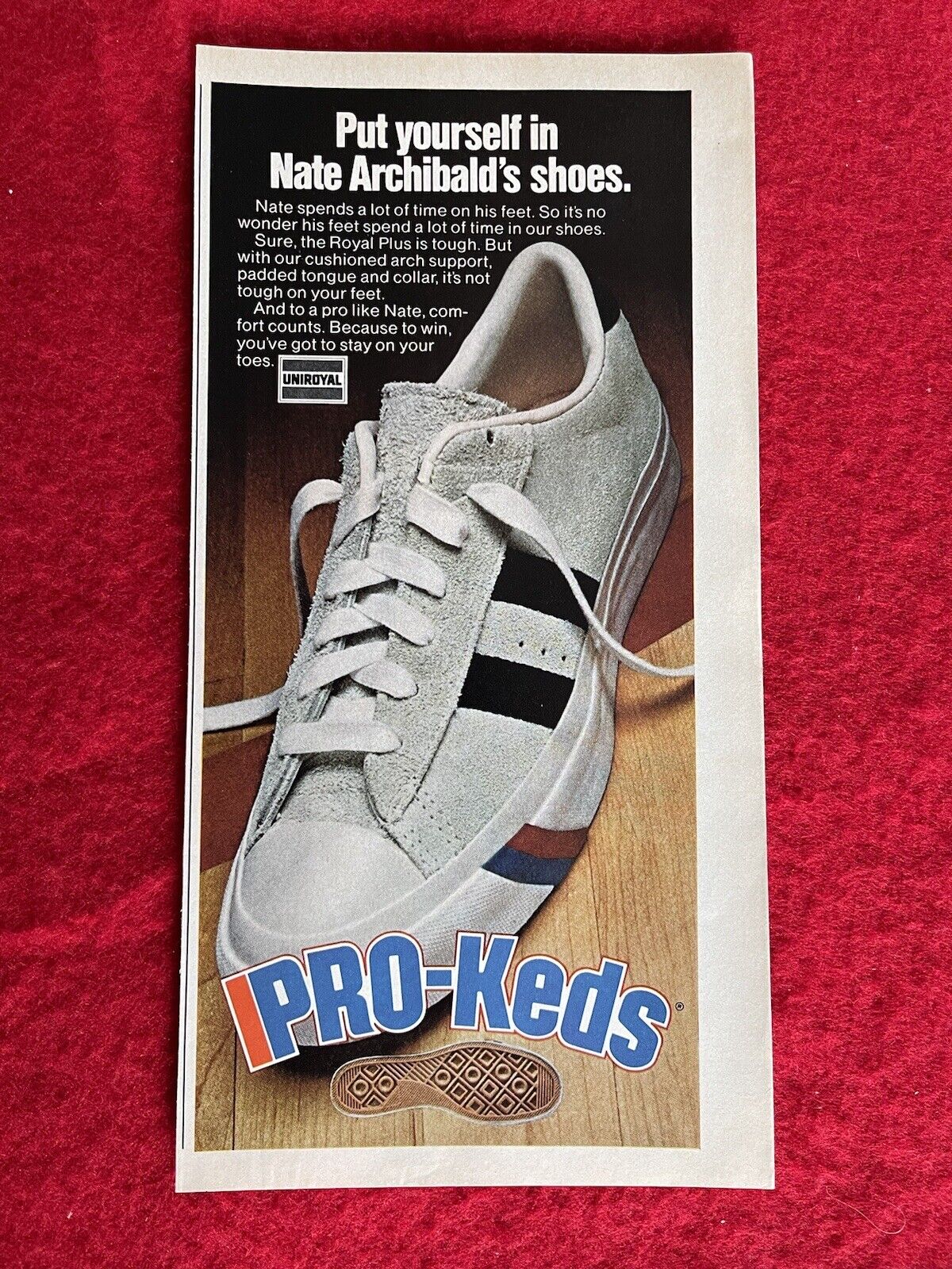 Vintage 1976 Print Ad Pro Keds Royal Plus Shoe Nate Archibald Advertisement