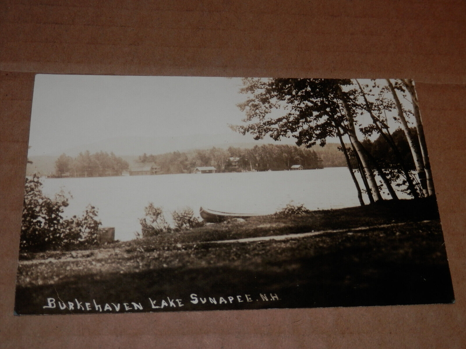 LAKE SUNAPEE NH - 1922-1926 ERA REAL PHOTO POSTCARD - BURKEHAVEN