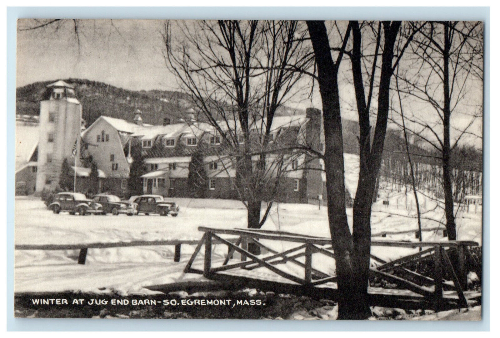 c1940s Winter at Jug End Barn, South Egremont, Massachusetts MA Vintage Postcard