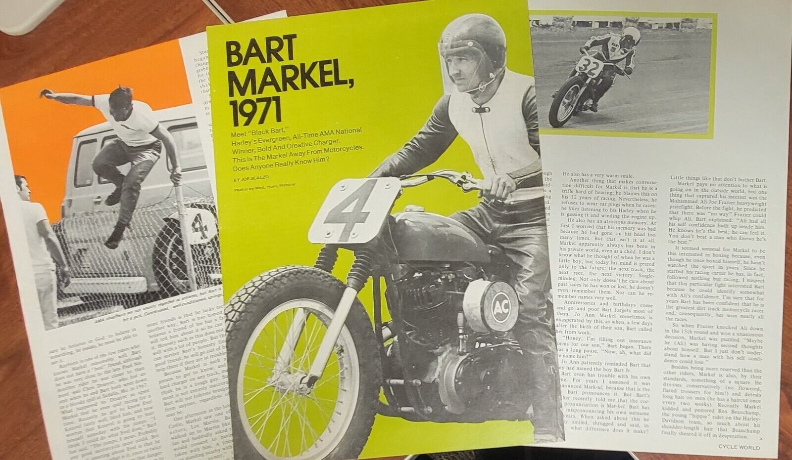 1972 Bart Markel 1971 AMA National Winner Harley Davidson 5p Print Ad 