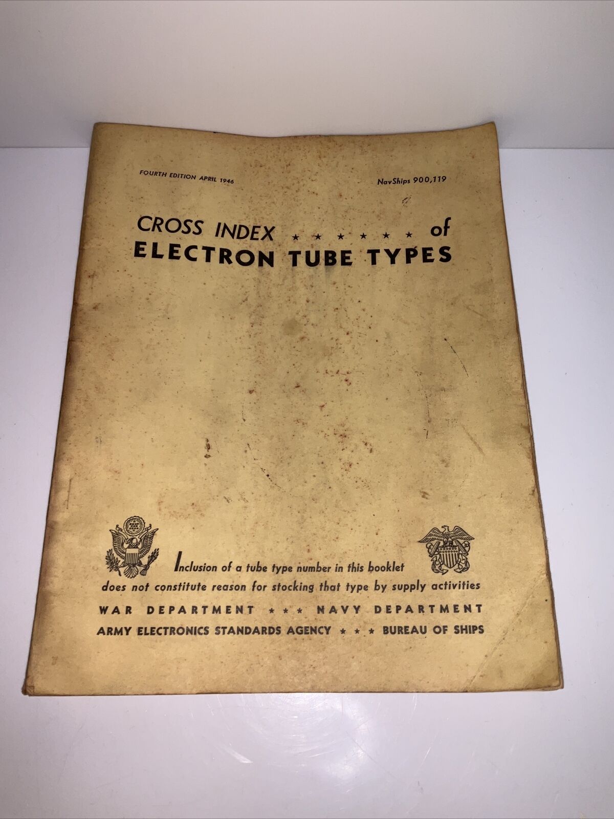 Cross Index of Electron Tube Type Forth Edition April 1946 War Department Book