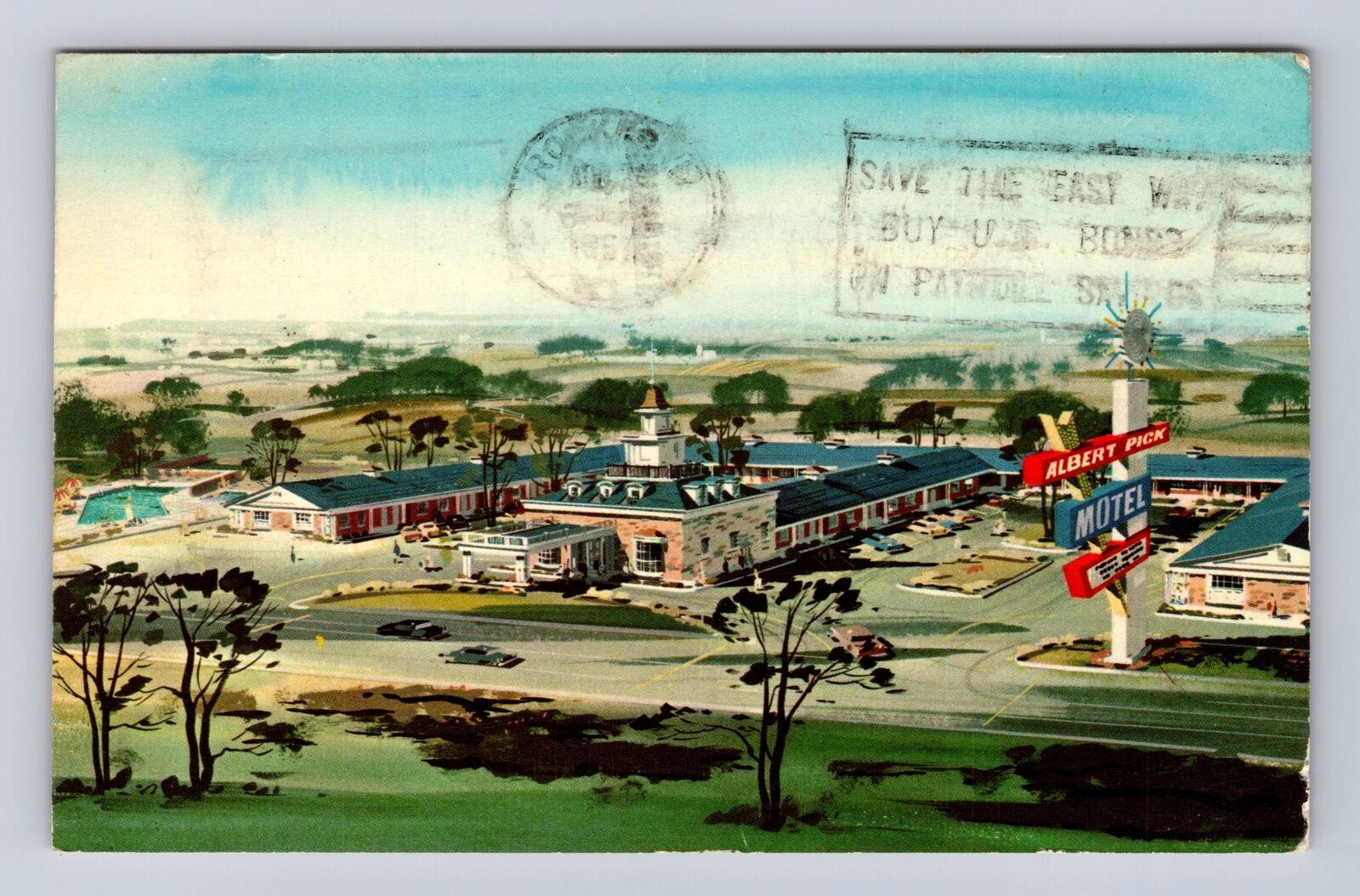 Rockford IL-Illinois, Albert Pick Motel, Advertisement, Vintage c1963 Postcard