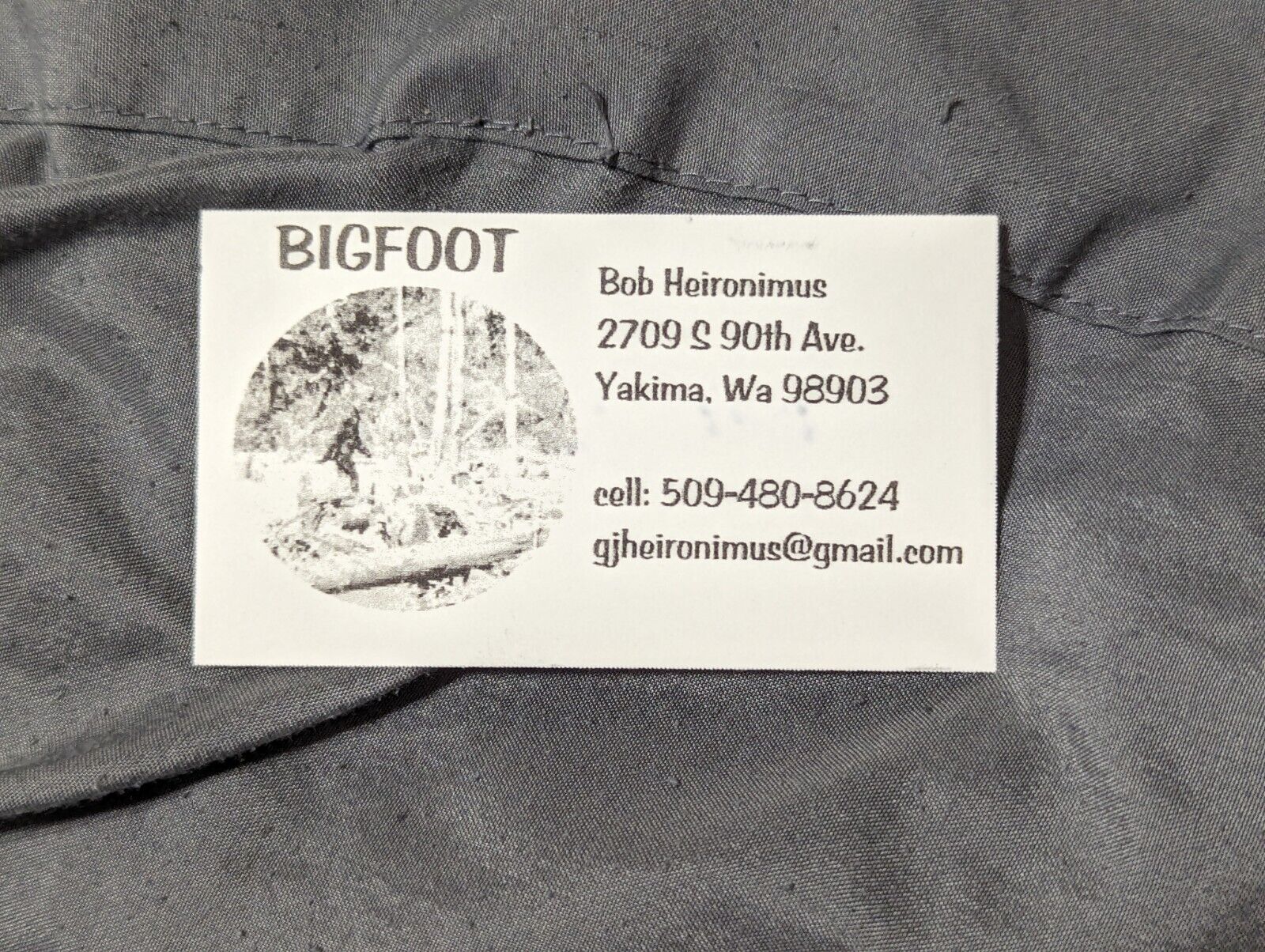 Bob Heironimus The Man Inside Bigfoot? Autograph Signed Business Card