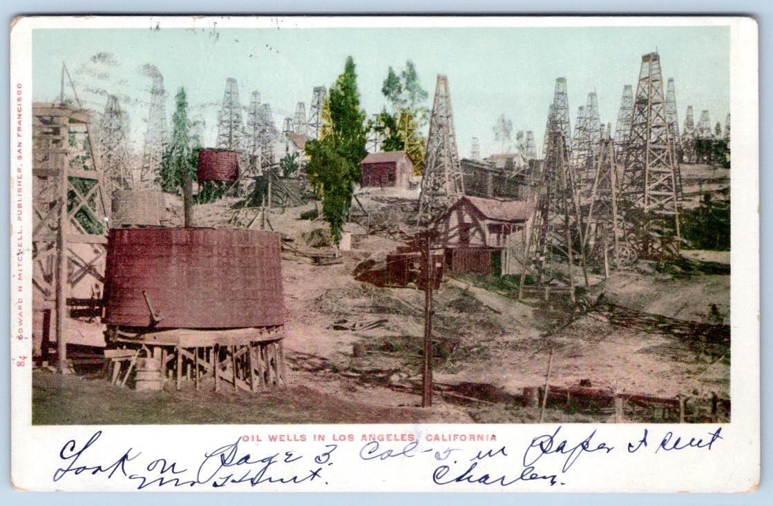 Pre-1907 LOS ANGELES CALIFORNIA OIL WELLS EDWARD MITCHELL POSTCARD