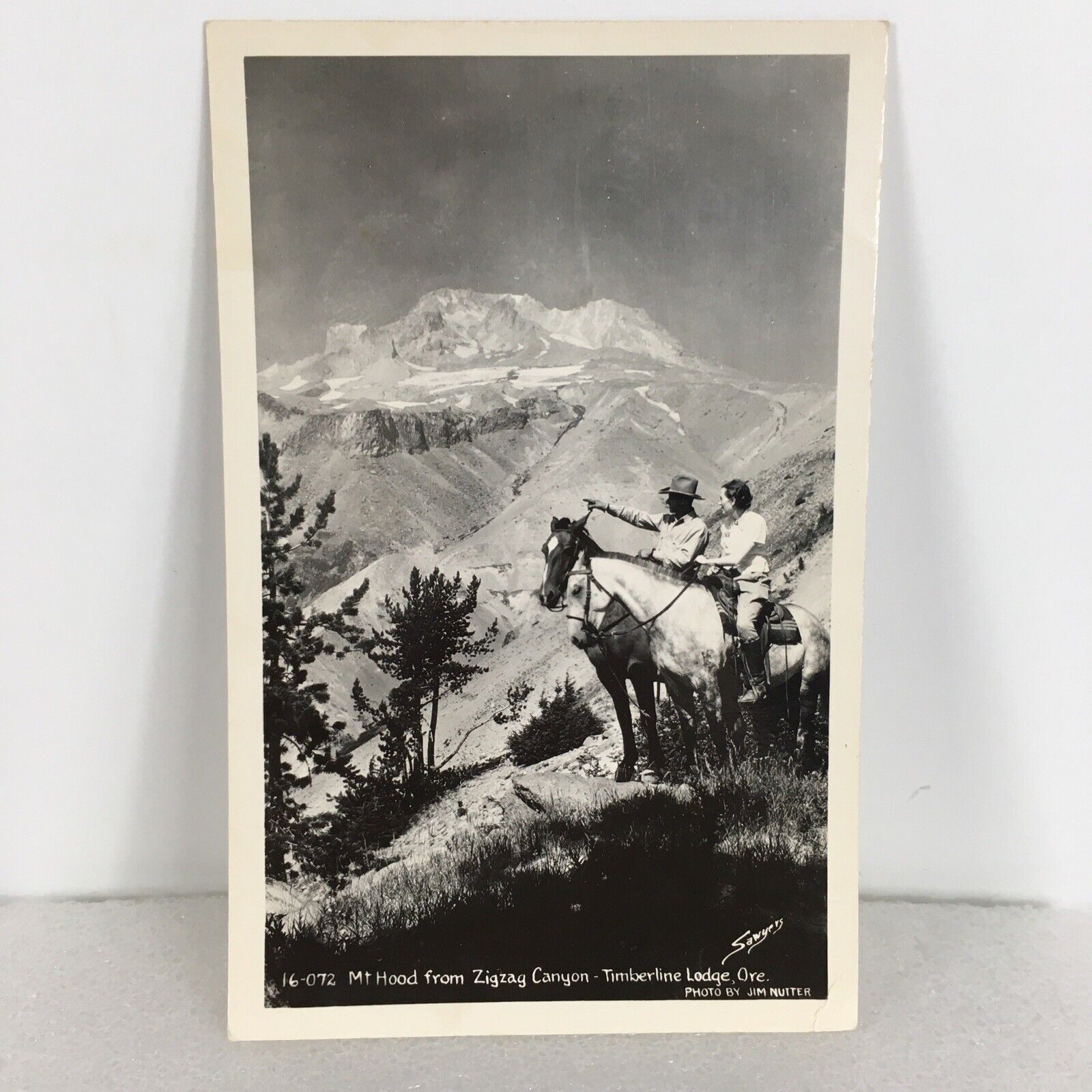 16-072 Mt Hood From Zigzag Canyon Timberline Lodge Oregon Vintage RPPC Postcard