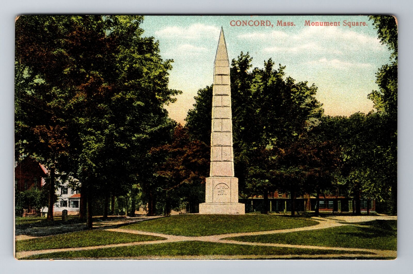 Concord, MA-Massachusetts, Monument Square Historic District, Vintage Postcard