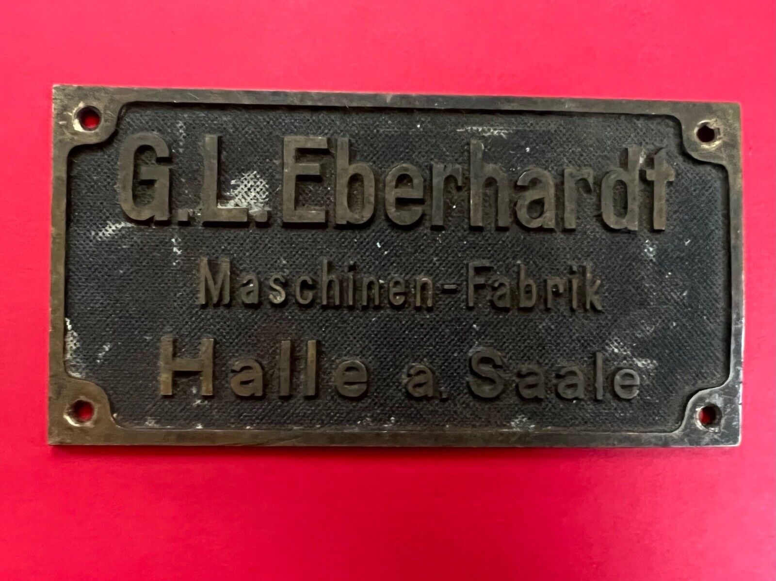 ANTIQUE G .L. Eberhardt  Maschinenfabrik  Halle a. Saale bronze plate 1935s