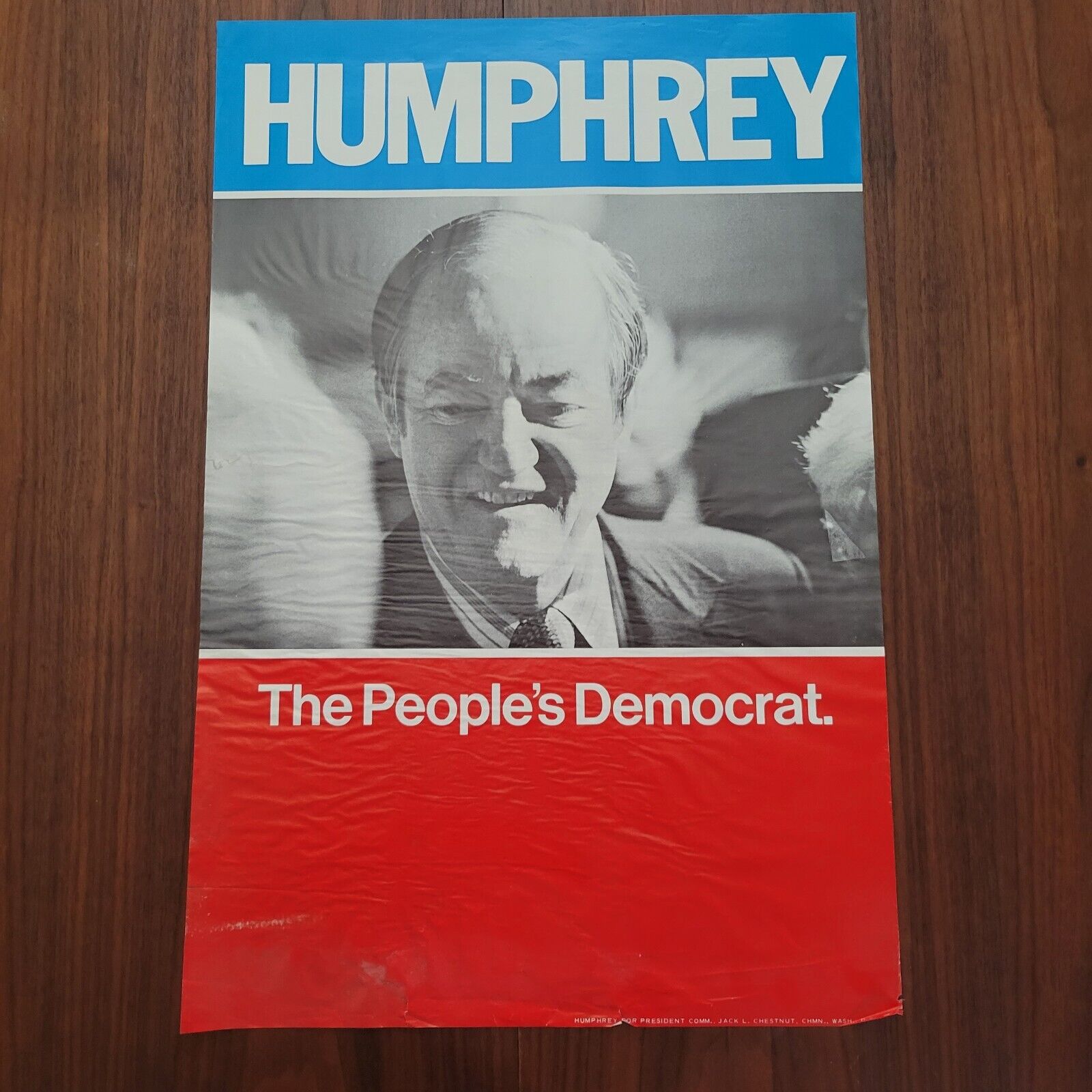Vintage 1972 Hubert Humphrey Presidential Campaign Poster People\'s Democrat