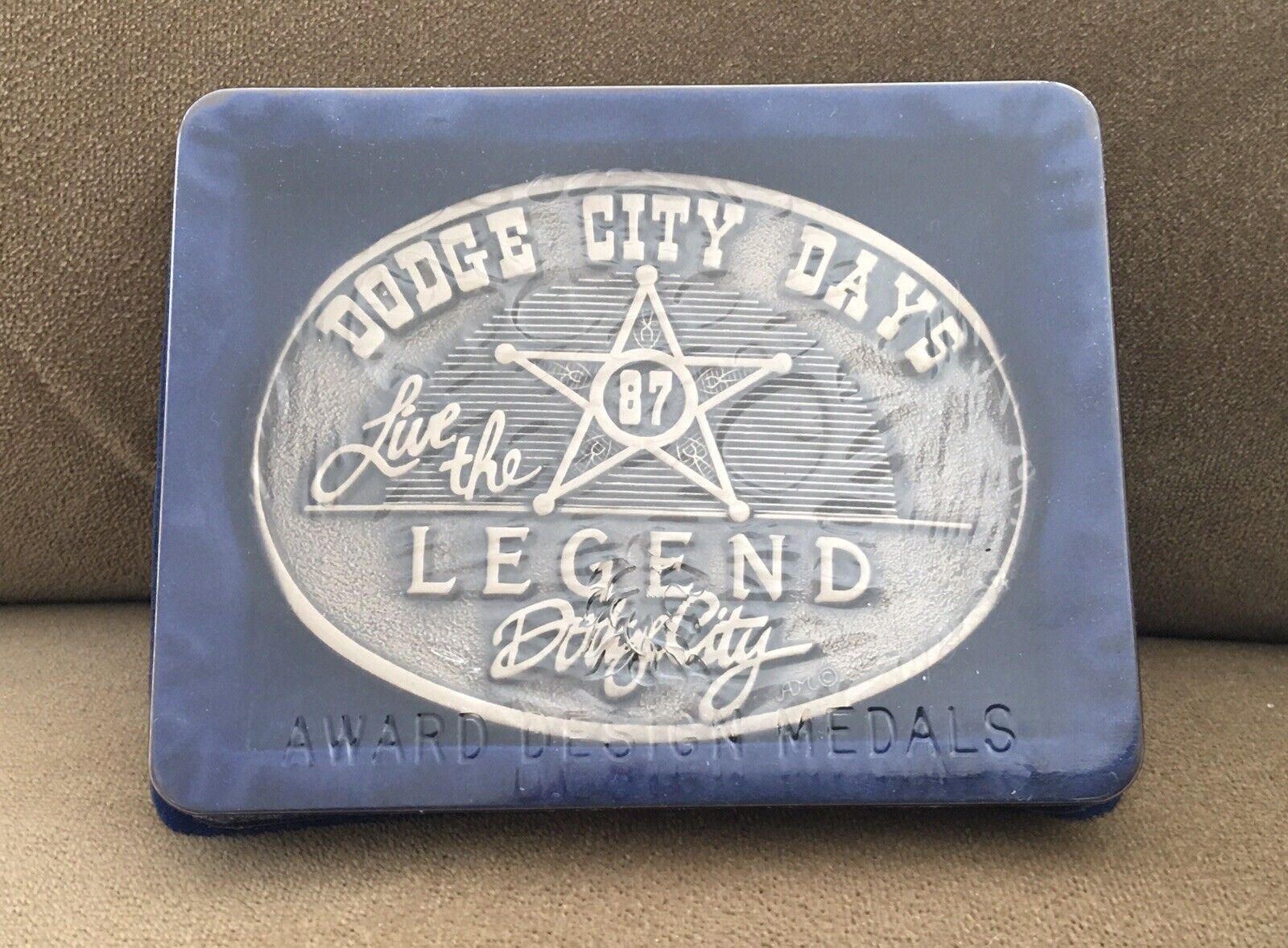 🇺🇸 SALE 🇺🇸 Vintage NOS NIB 1987 Dodge City Days ADM Brass Legend Belt Buckle