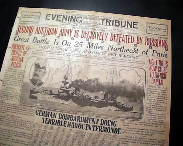 First Battle of the MARNE RIVER France vs. Germany 1914 World War I Newspaper