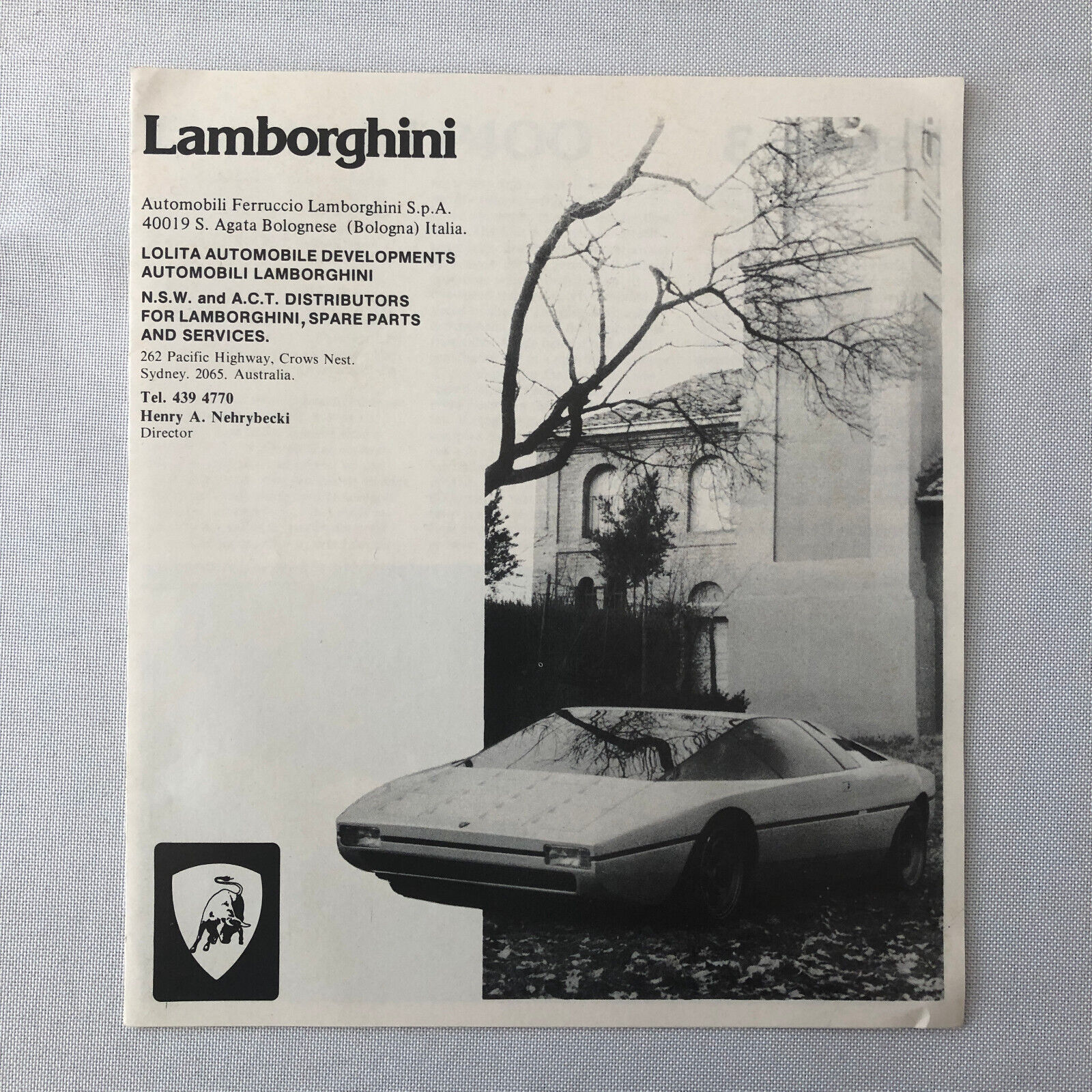 Vintage Lamborghini Sales Brochure Catalog Countach LP400 Urraco P300 Espada +