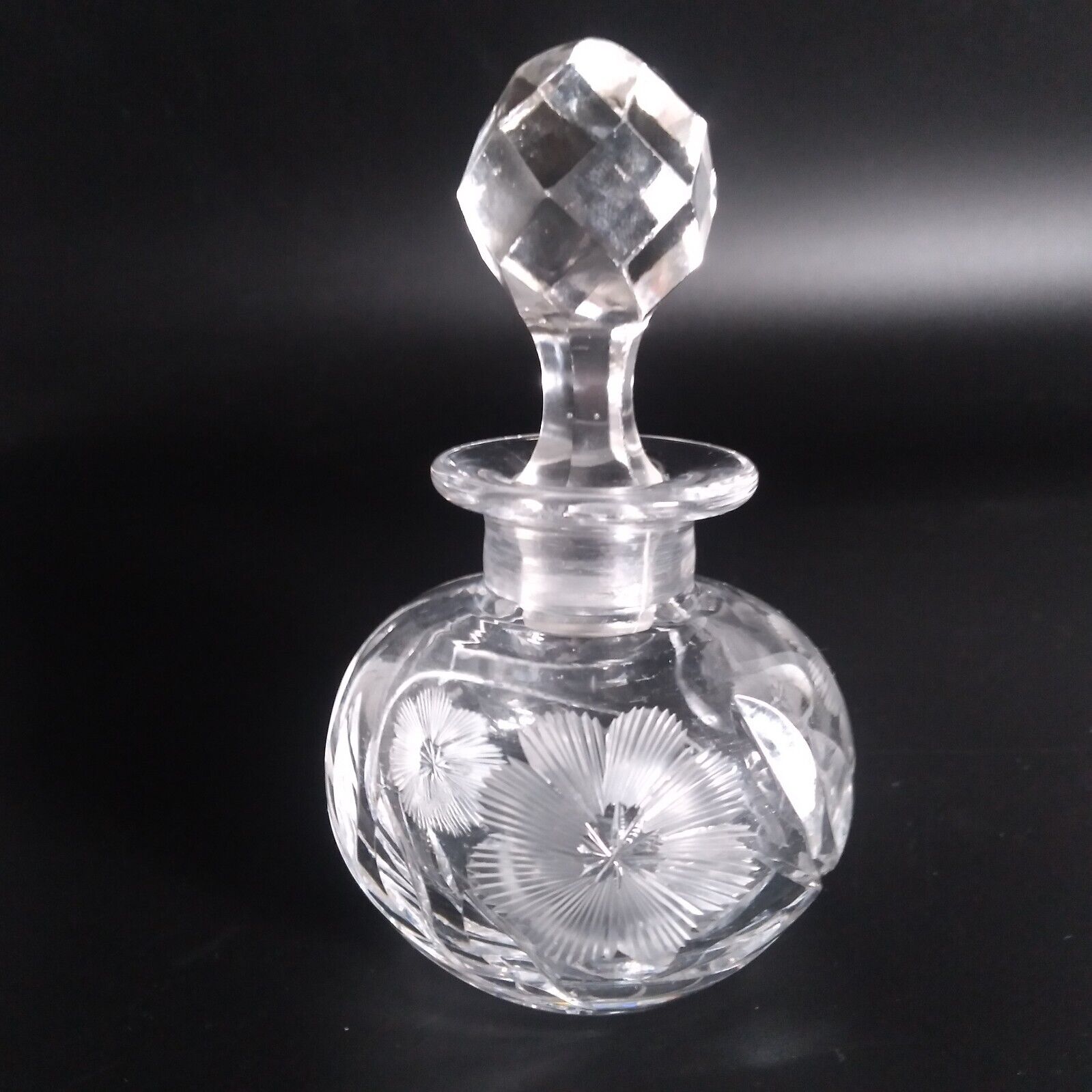 American Brilliant Pitkin & Brooks Wild Daisy Cut Crystal Perfume Bottle Antique