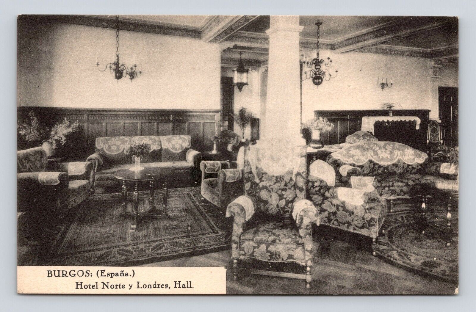 Vintage Postcard RPPC Burgos Hotel Londres Hall Spain Real Photo 1920-1930s #2