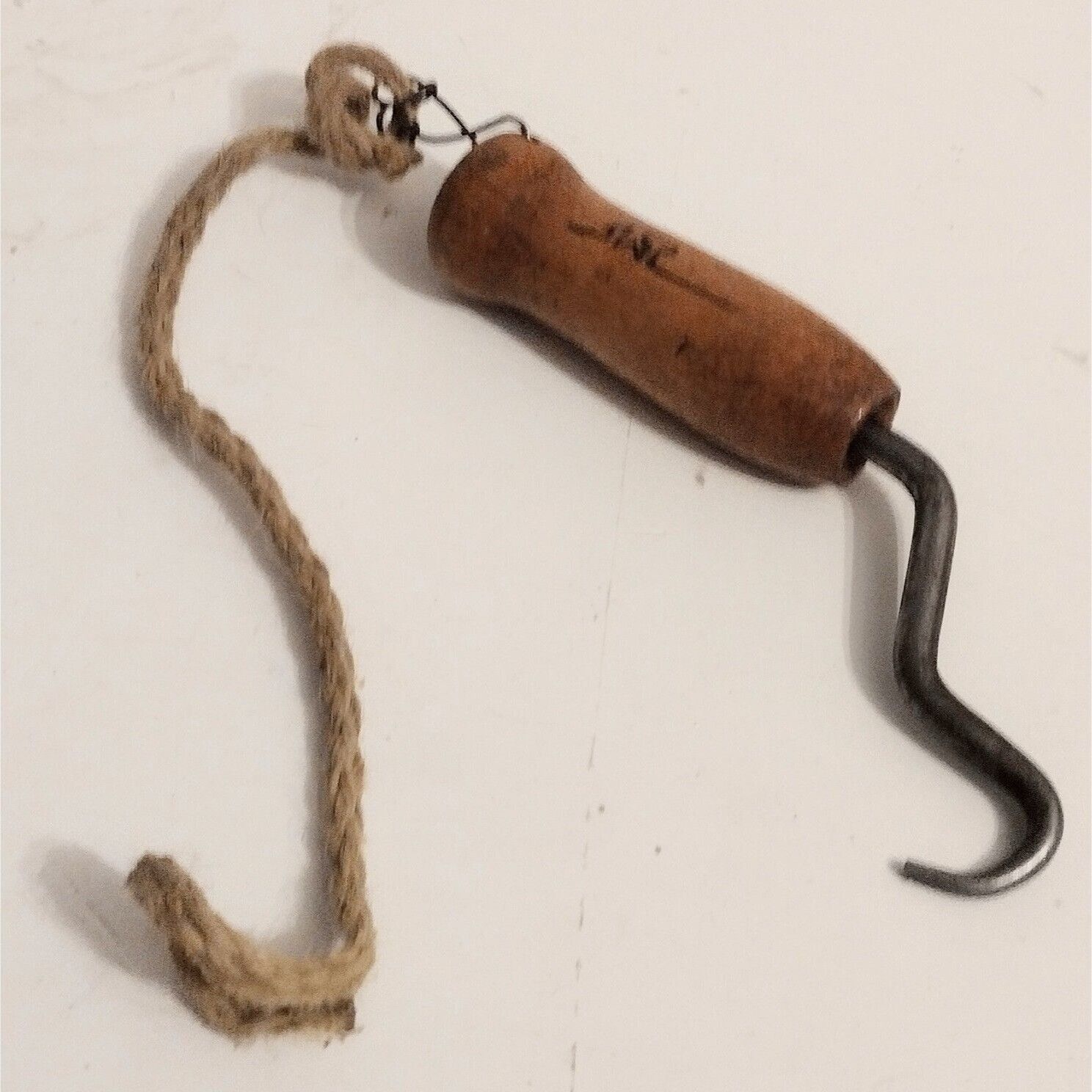 Rebar Tying Tool Antique Wooden Handle Meat Hook With Twine