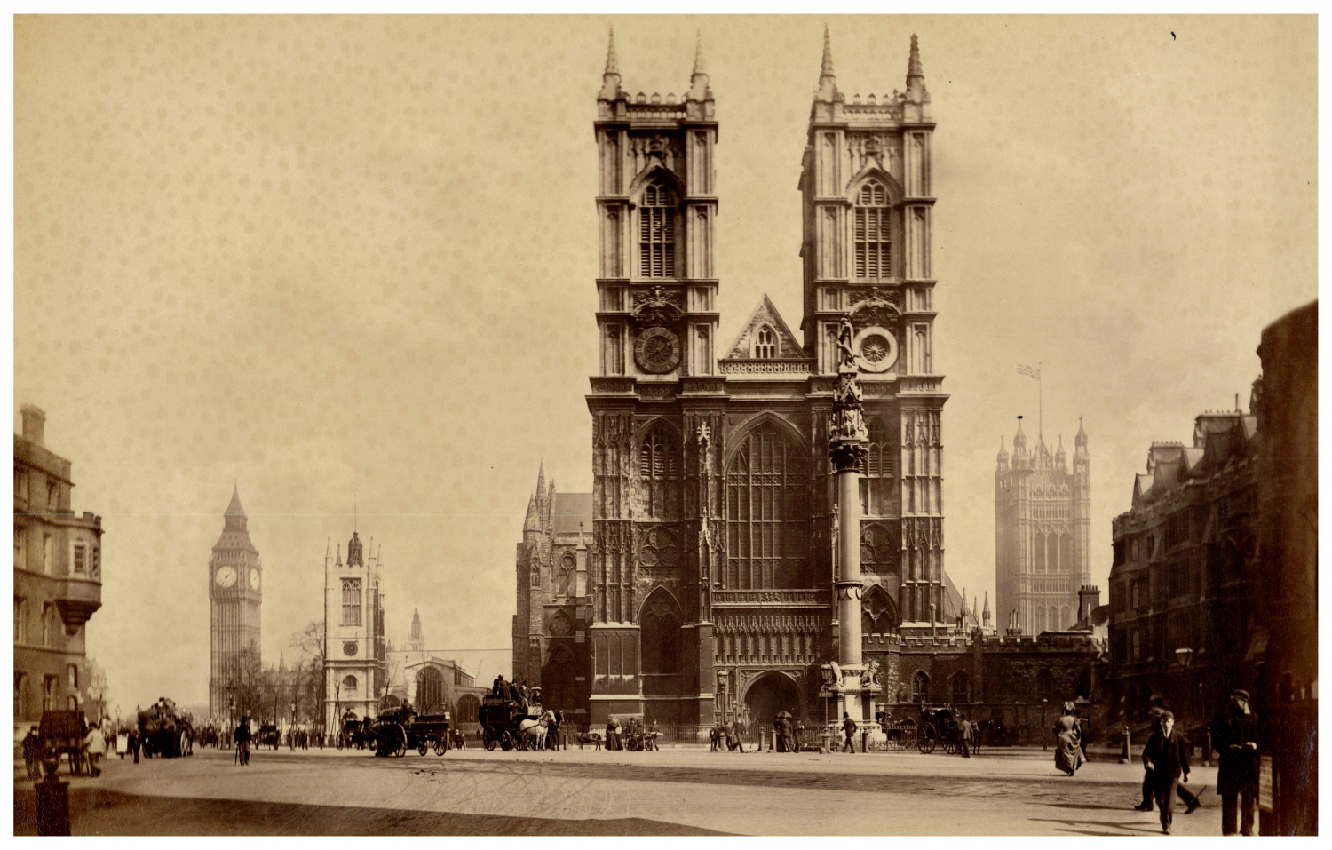 England, London, Westminster Abbey Vintage Print, Albumin Print 18.5x29 