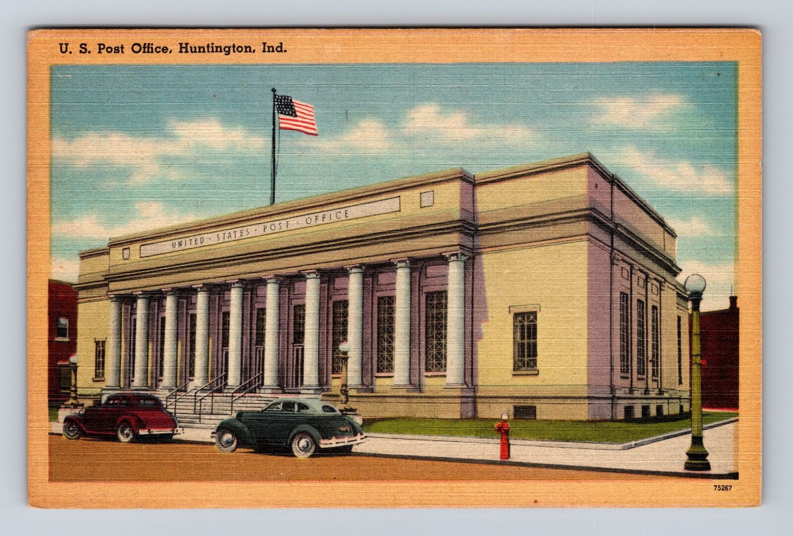 Huntington IN-Indiana, United States Post Office, Vintage c1946 Postcard