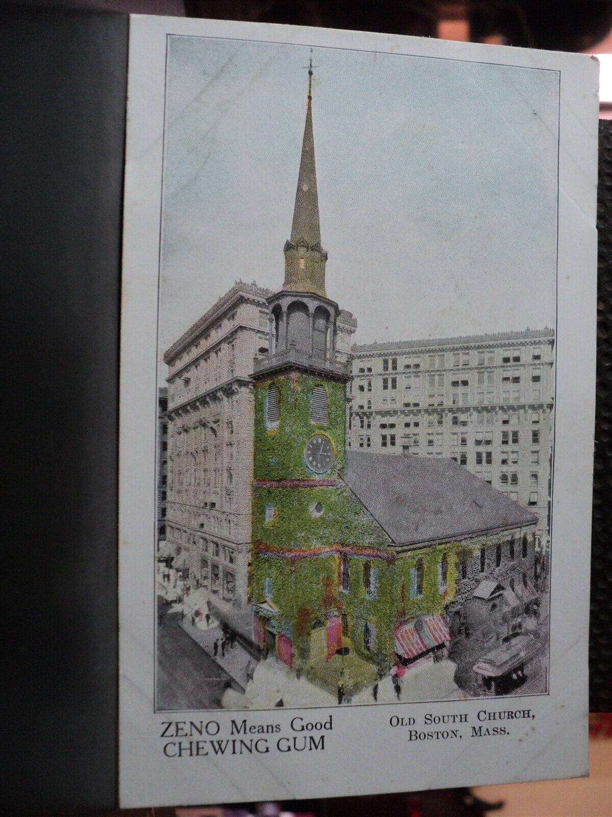 BOSTON MA Old South Church ZENO CHEWING GUM pre-1907 Advertising Postcard