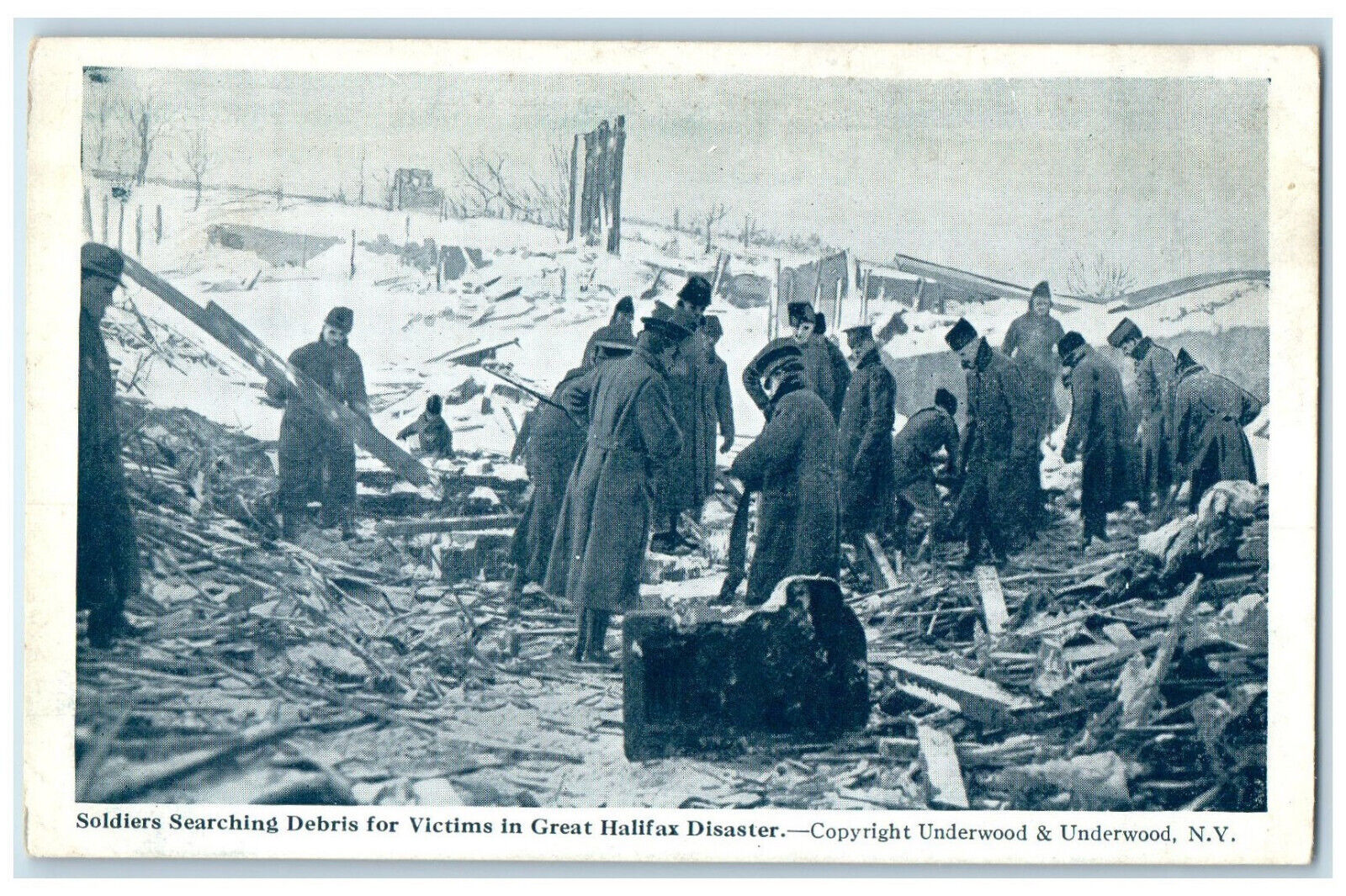 c1920\'s Soldiers Searching Debris Great Halifax Disaster NS Canada Postcard