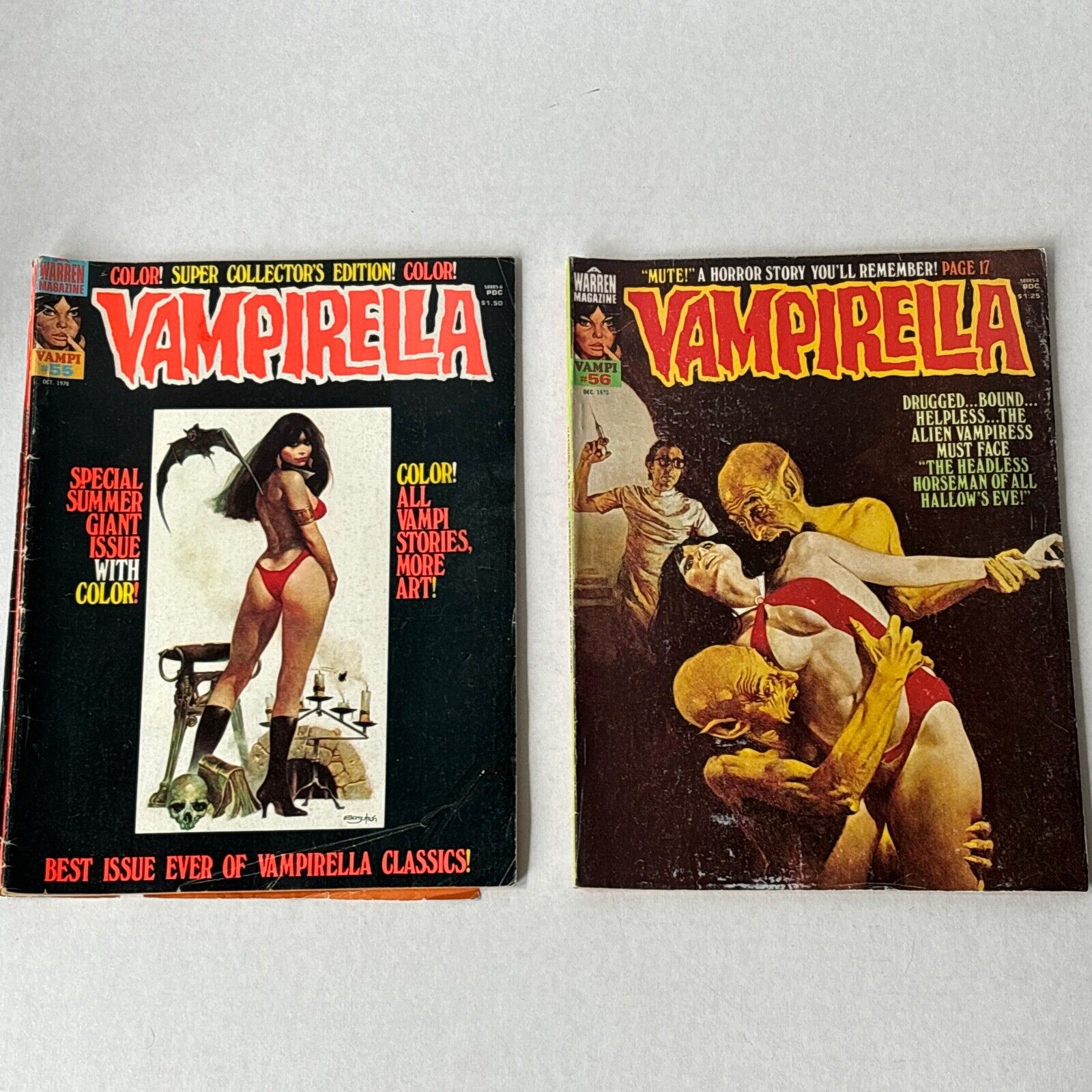Vintage 1976 VAMPIRELLA #55 and #56 Comics by Warren Magazine