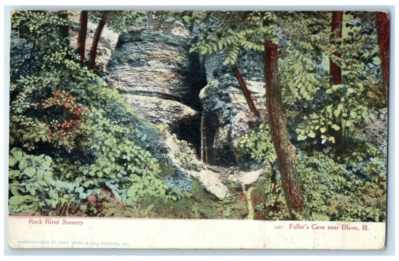 c1905 Scenic View Rock River Scenery Fuller Cave Dixon Illinois Antique Postcard