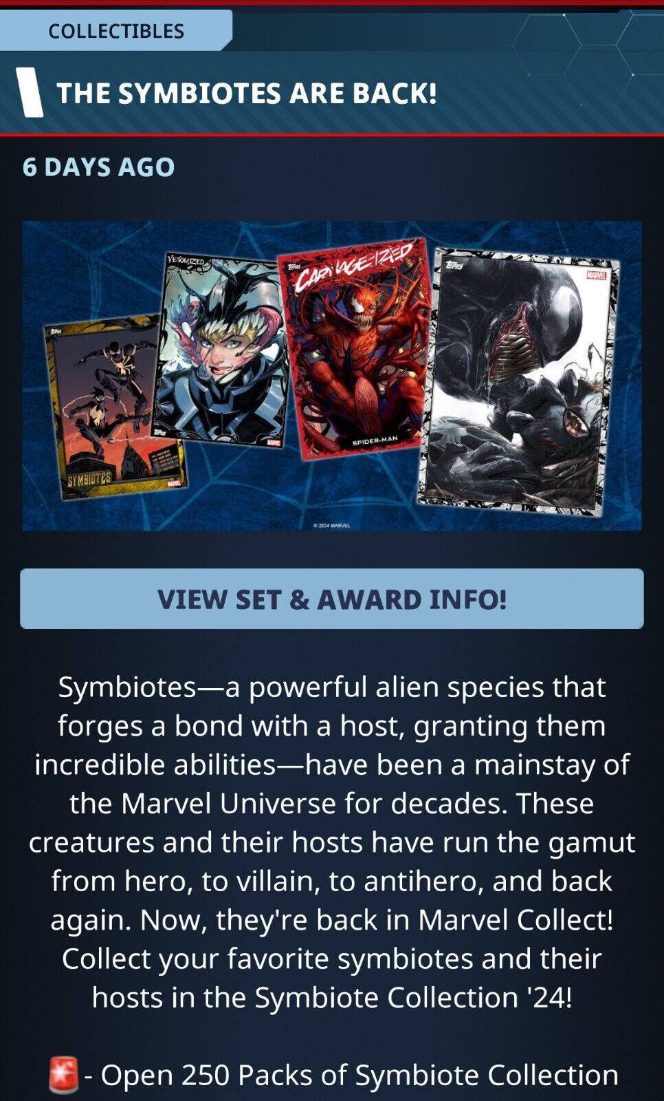 SYMBIOTE COLLECTION '24 SR/RARE+UNC 114 CARD SET-TOPPS MARVEL COLLECT DIGITAL