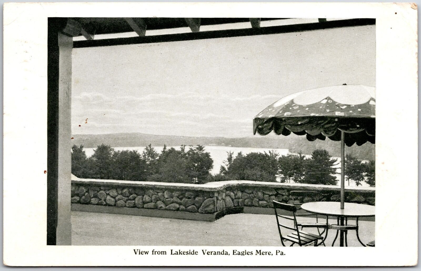 1942 View From Lakeside Veranda Eagles Mere Pennsylvania PA Posted Postcard