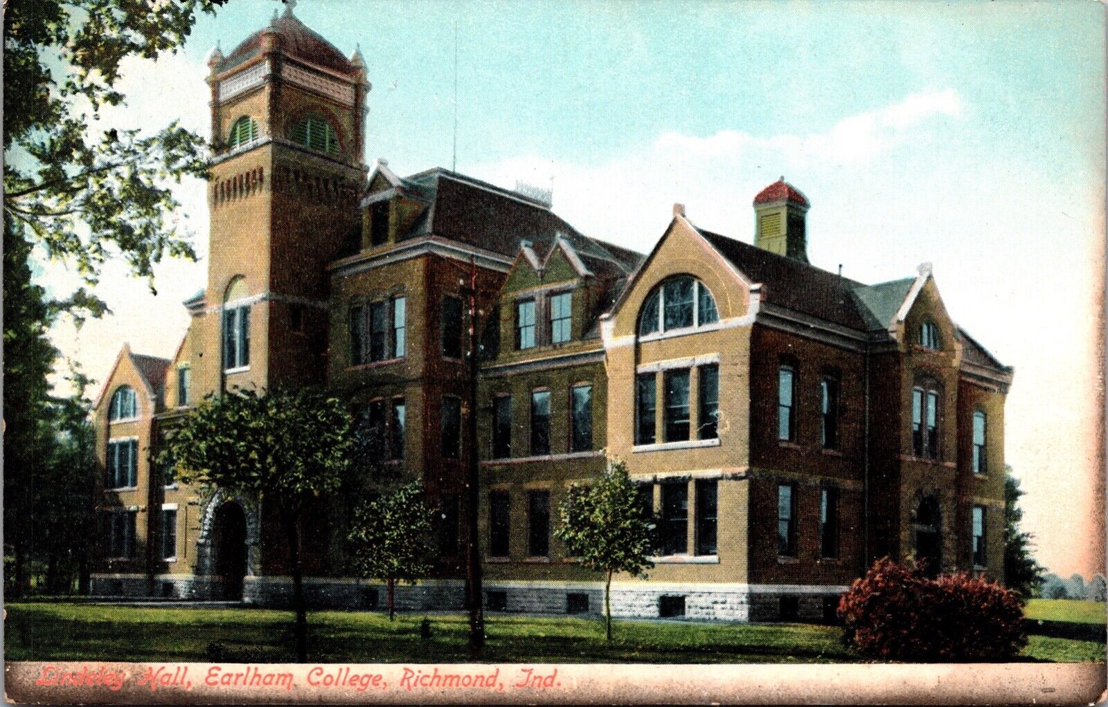 Postcard Lindley Hall in Earlham College in Richmond, Indiana~138131