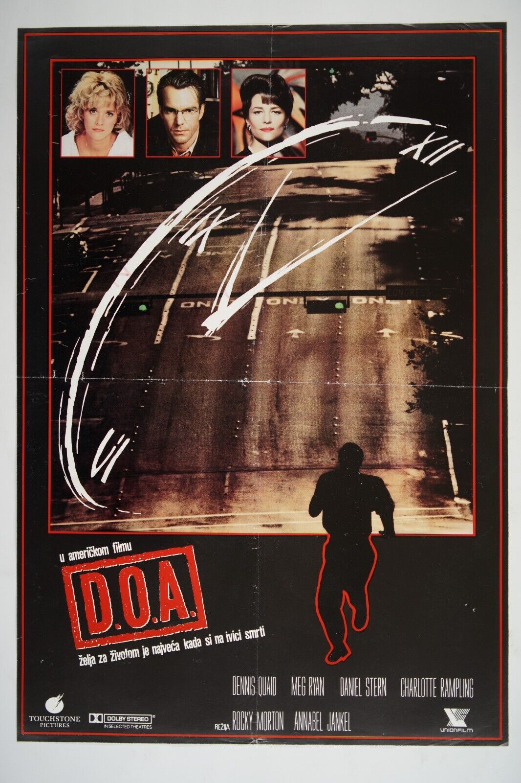 DOA D.O.A. DEAD ON ARRIVAL Original exYU movie poster 1988 DENNIS QUAID MEG RYAN