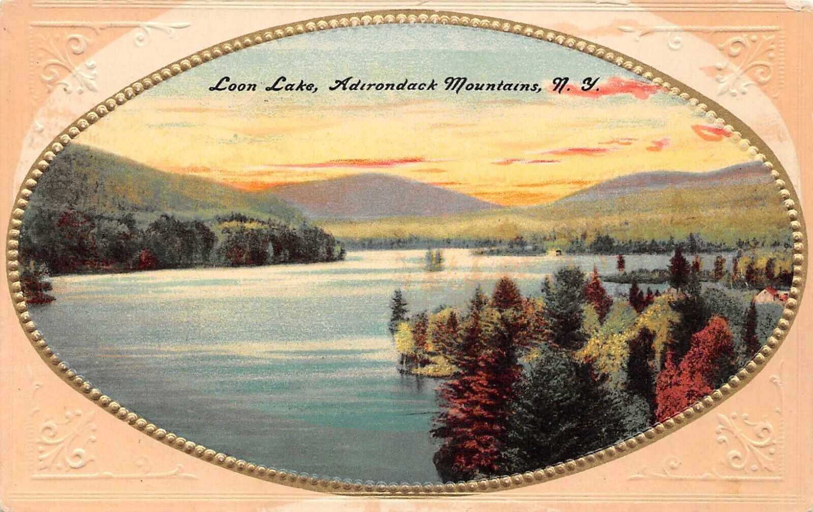 Sunset Loon Lake Adirondack Mountains New York 1911 Postcard