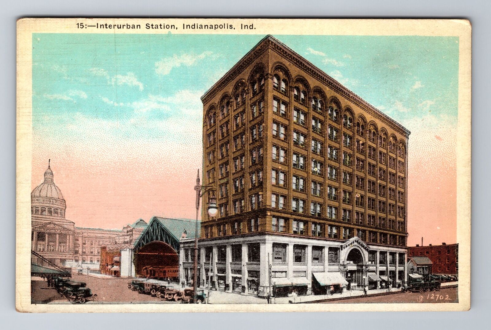 Indianapolis IN-Indiana, Interurban Station, Antique Vintage Souvenir Postcard