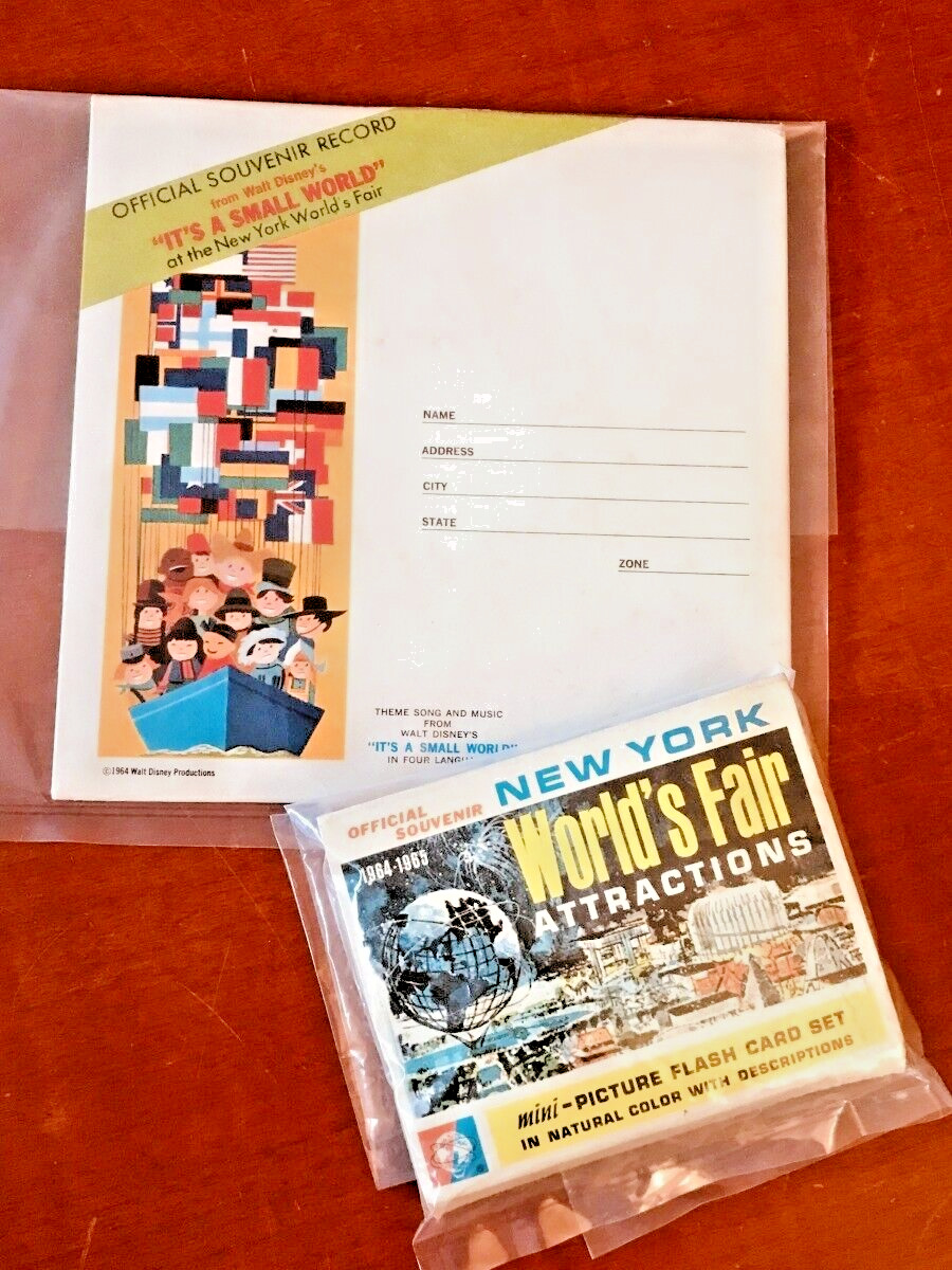 1964 NY World's Fair Disney Small World 🔥 45rpm + Postcards 🔥 Sherman Brothers