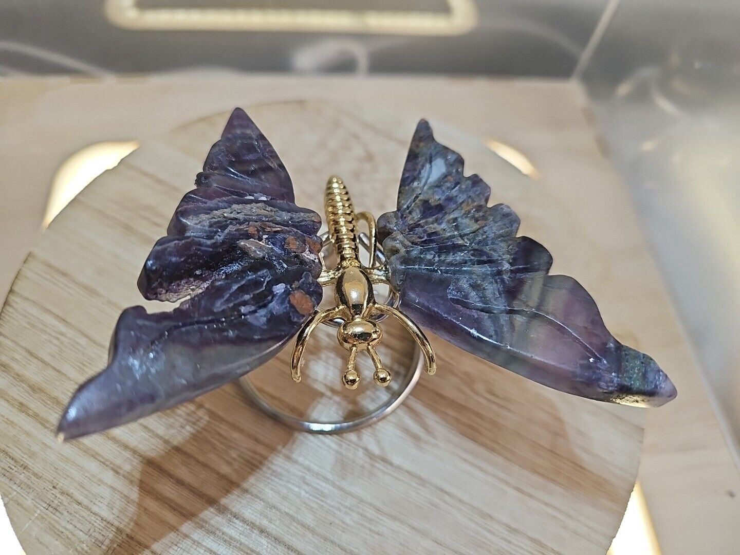 109G Natural Colour Fluorite Handcarved butterfly Crystal Specimen