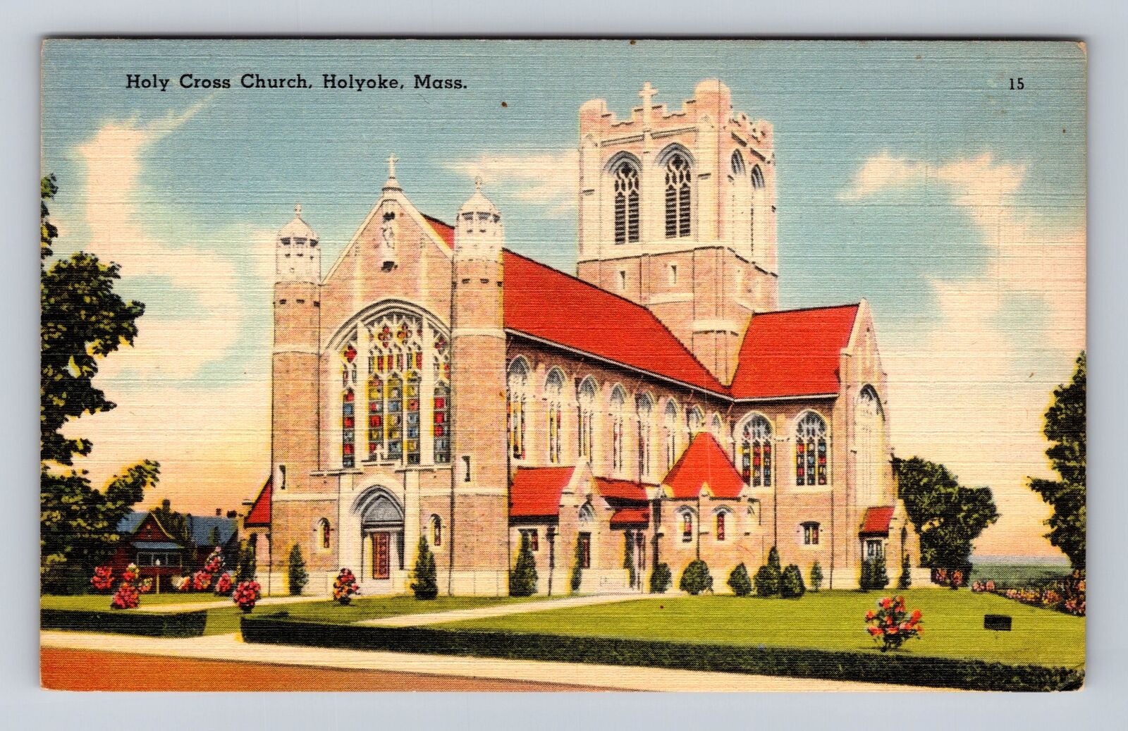 Holyoke MA- Massachusetts, Holy Cross Church, Religion, Antique Vintage Postcard