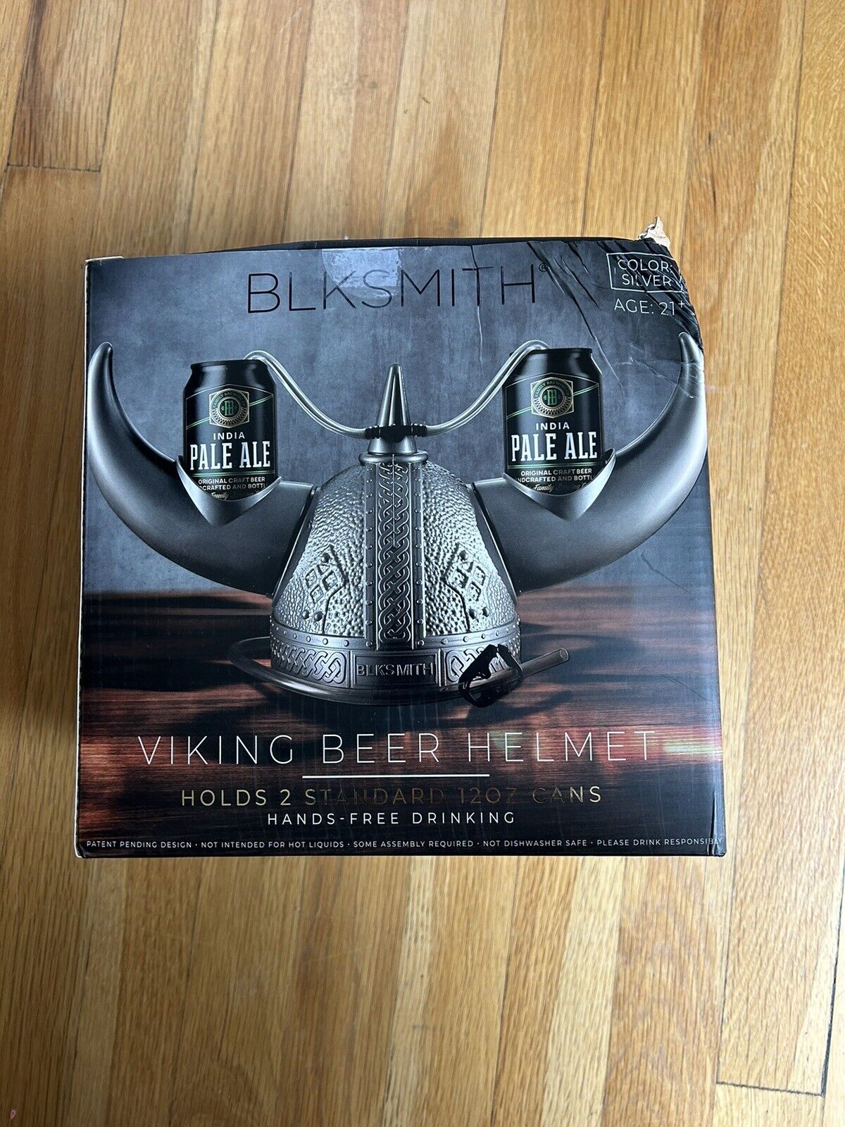 NEW BLKSMITH Viking Beer Drinking Helmet Black Holds Two 12 Oz Cans Tailgate