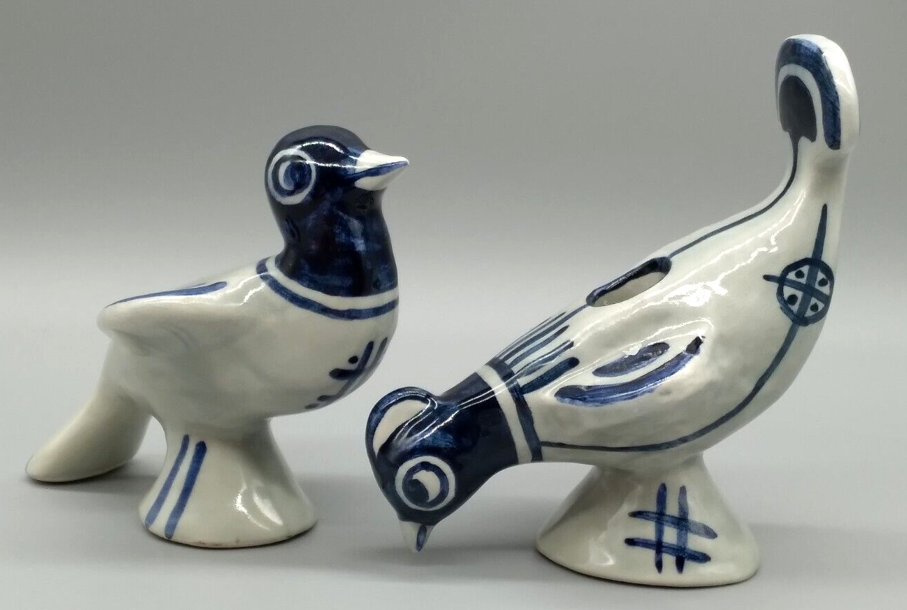 Vintage Soholm Denmark Set of 2 Gerd Petersen Small Ceramic Candleholders Birds