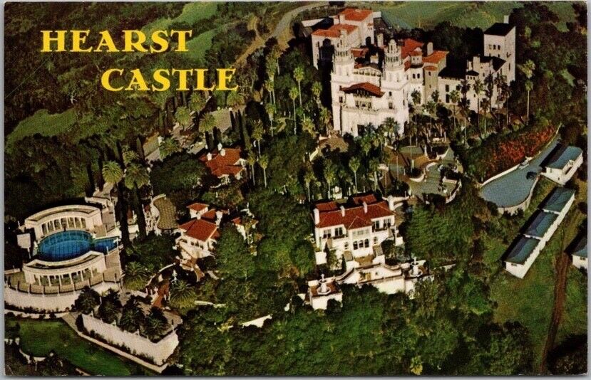 Vintage 1960s HEARST CASTLE California Postcard Aerial View San Simeon / Unused
