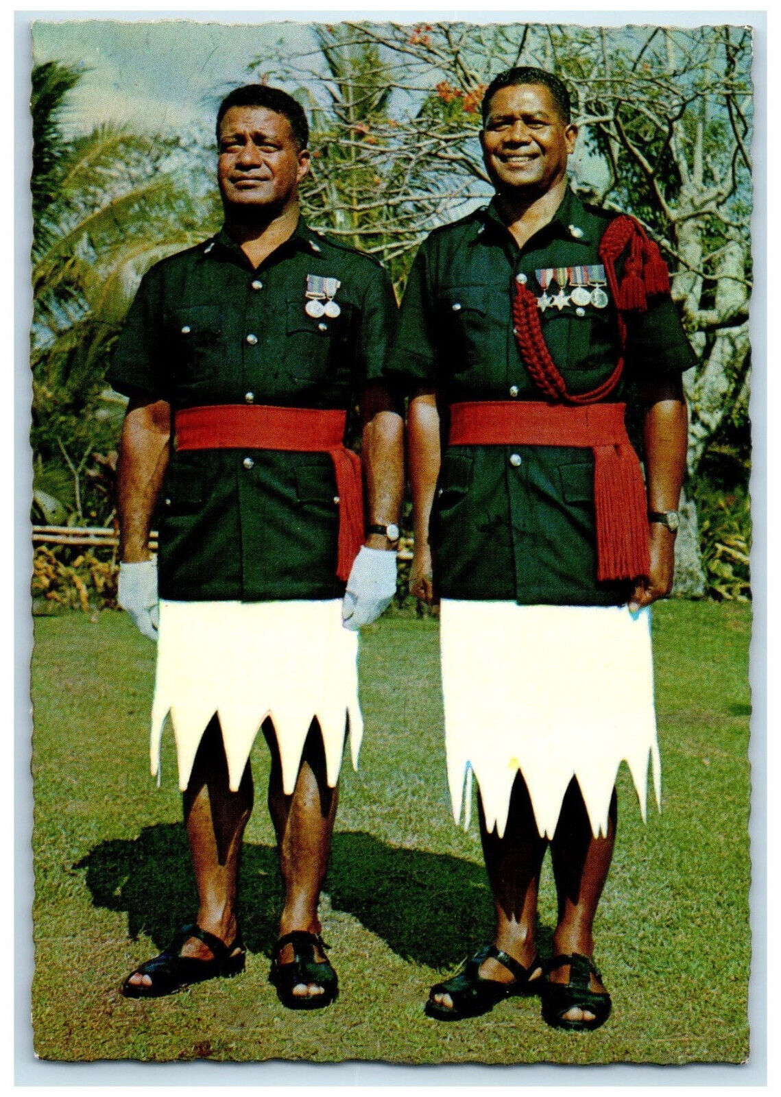1972 Smiling Two Members of Royal Fiji Police Band Posted Vintage Postcard