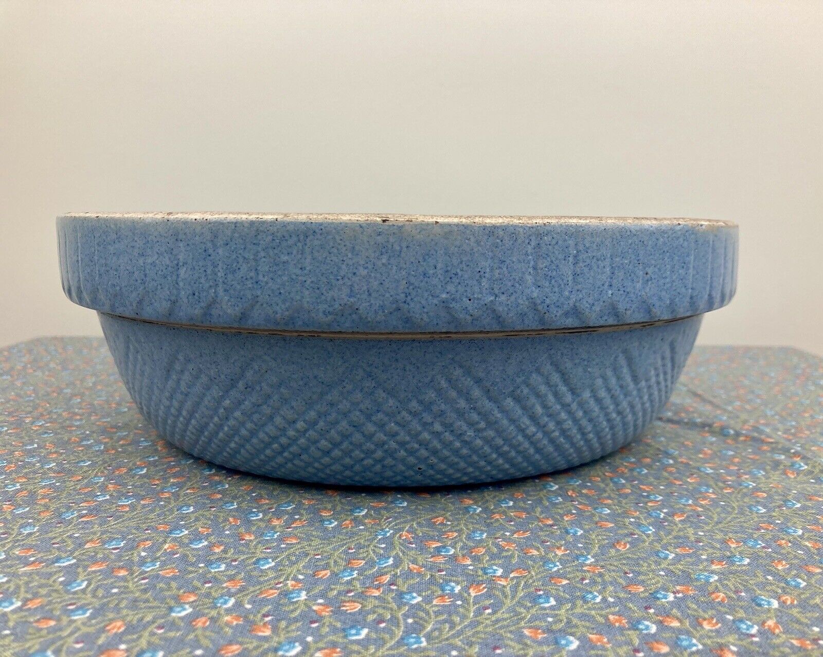 Early 1900s Roseville Venetian Blue Stoneware Mixing Bowl 9 Inches Antique