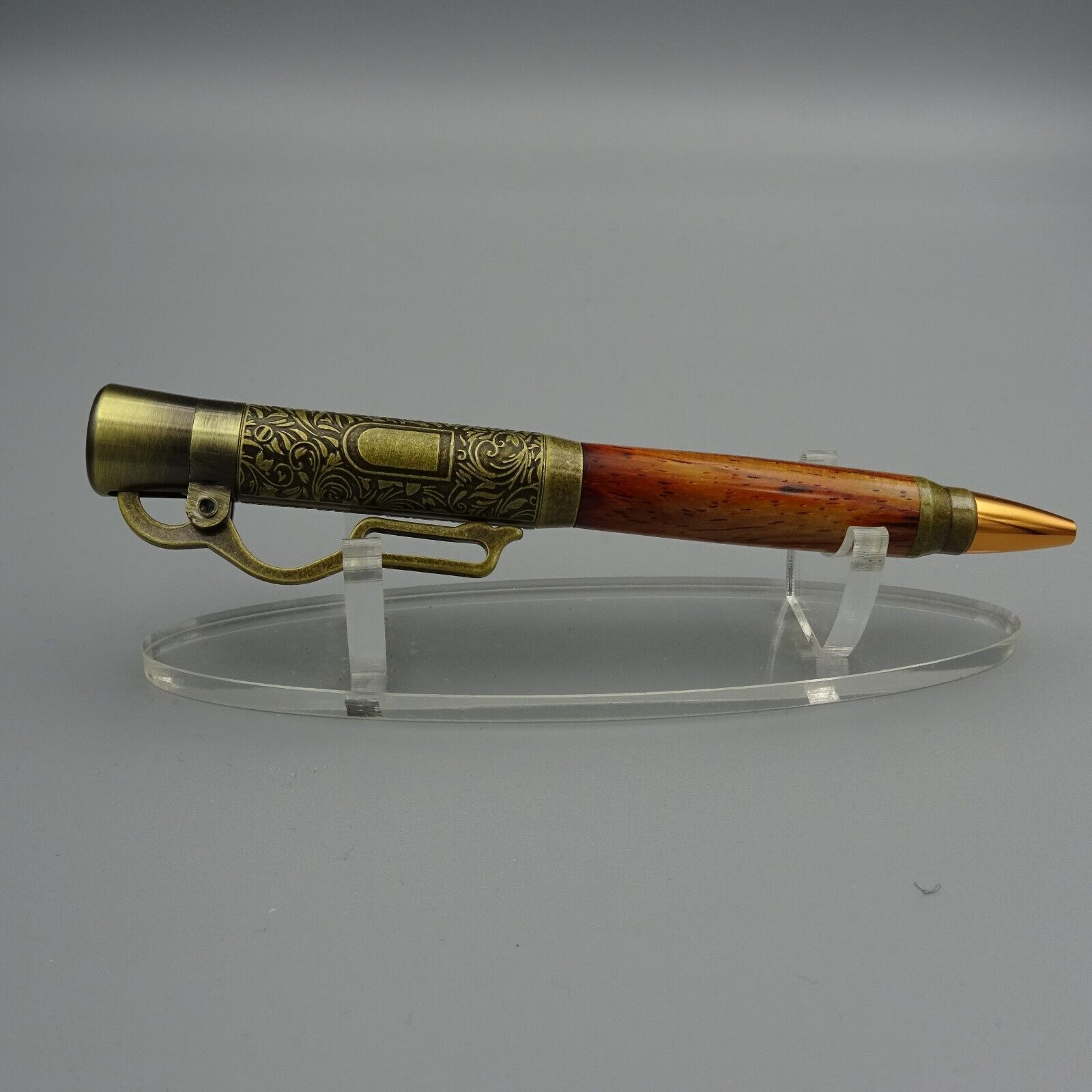 LEVER ACTION RIFLE PEN with COCOBOLO BARREL and ANTIQUE BRASS TRIM