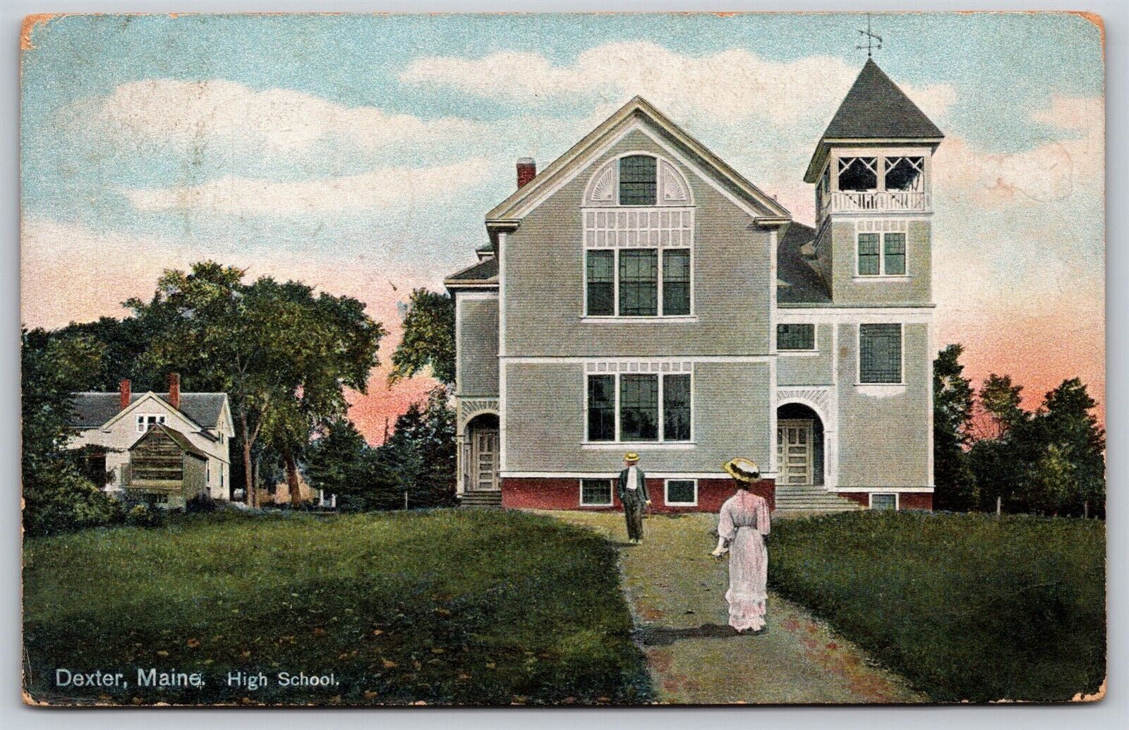Postcard High School, Dexter, Maine 1900\'s N100