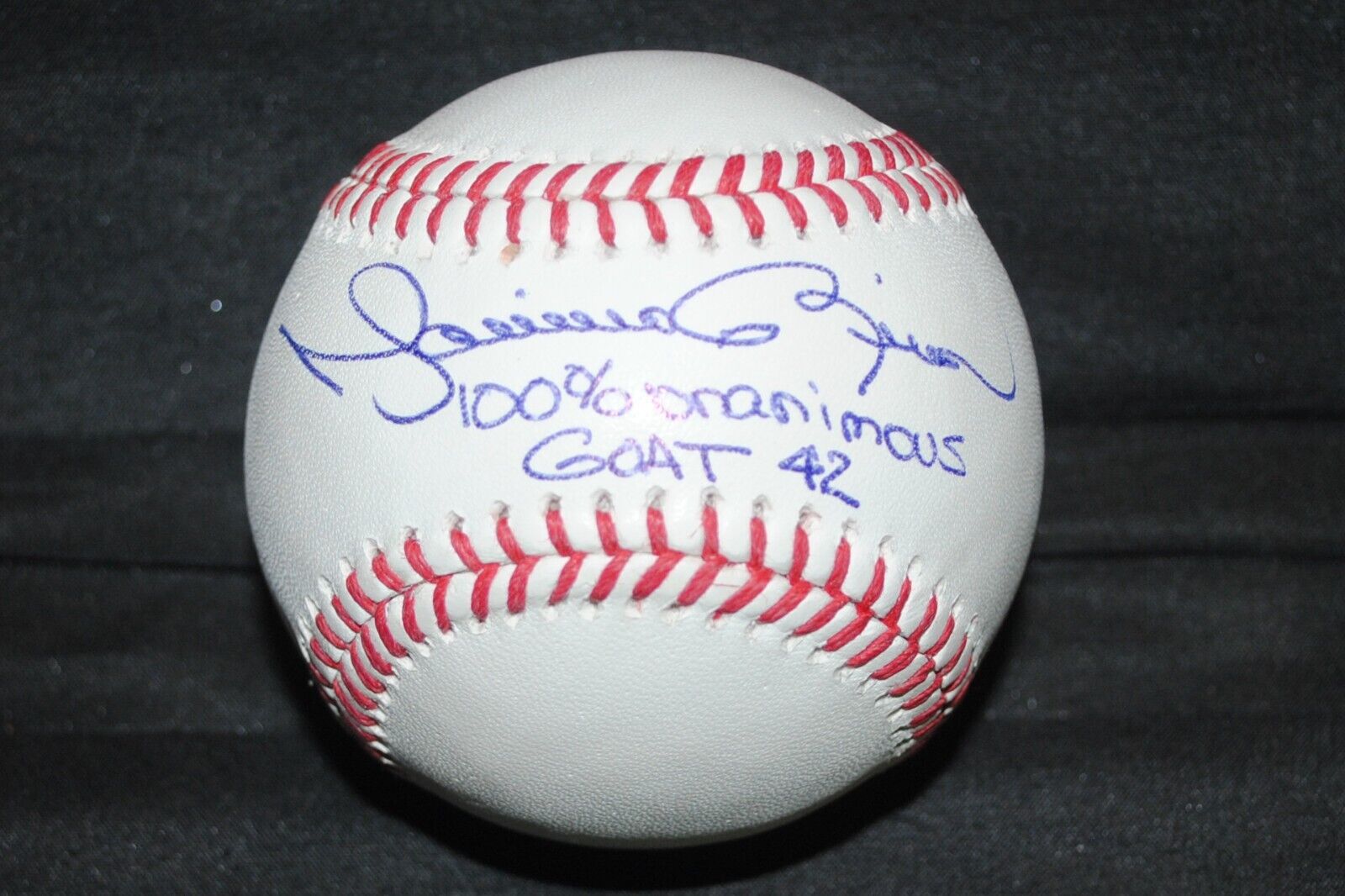 STUNNING MARIANO RIVERA SIGNED OMLB MINT HOF WITH G.O.A.T SCRIPT YANKEES 