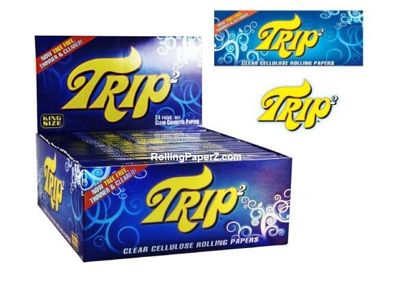 TRIP 2 King Size Clear Transparent cigarette Rolling Papers - FULL BOX 24 Packs