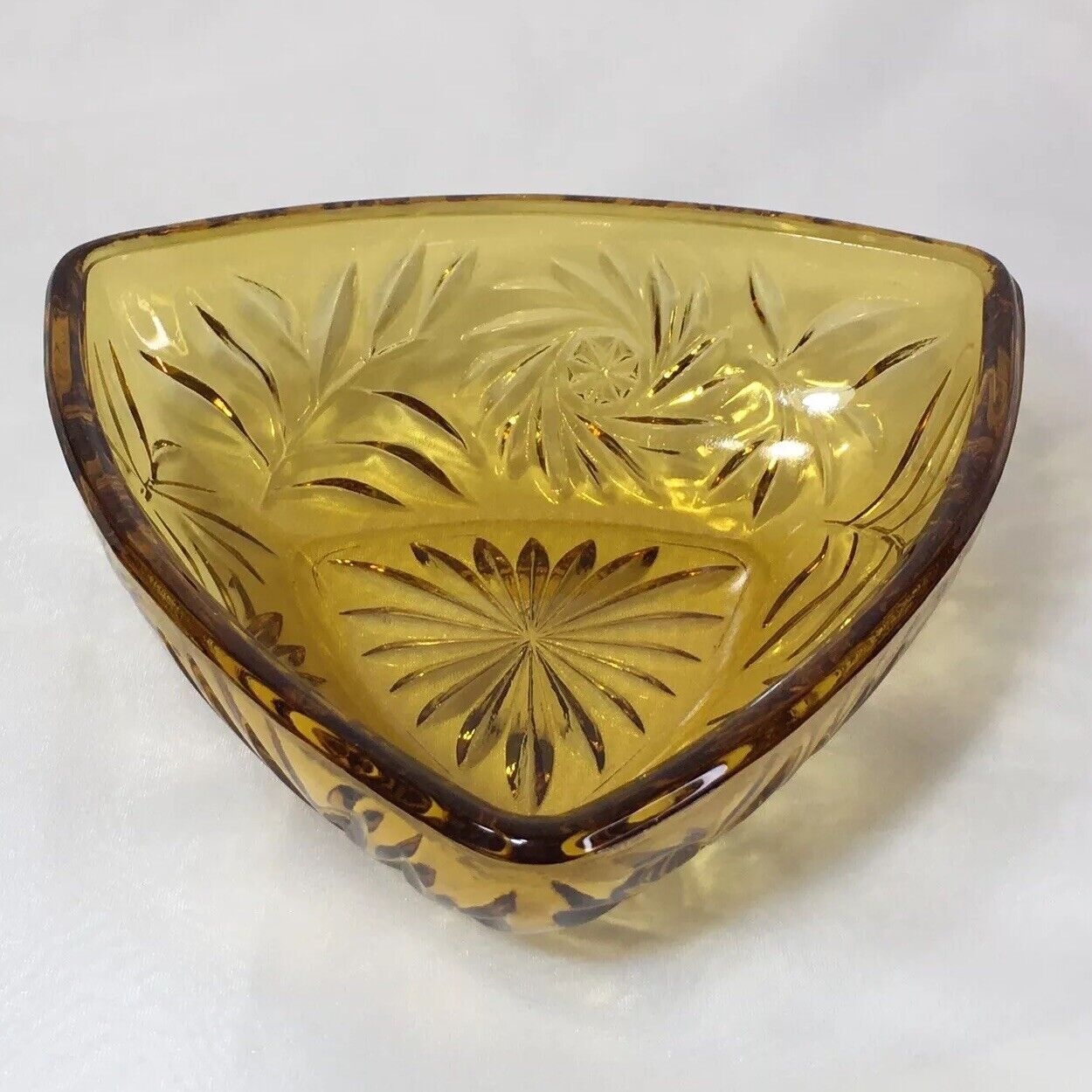 Amber Glass Triangle Dish, Hazel Atlas, Vintage❤️