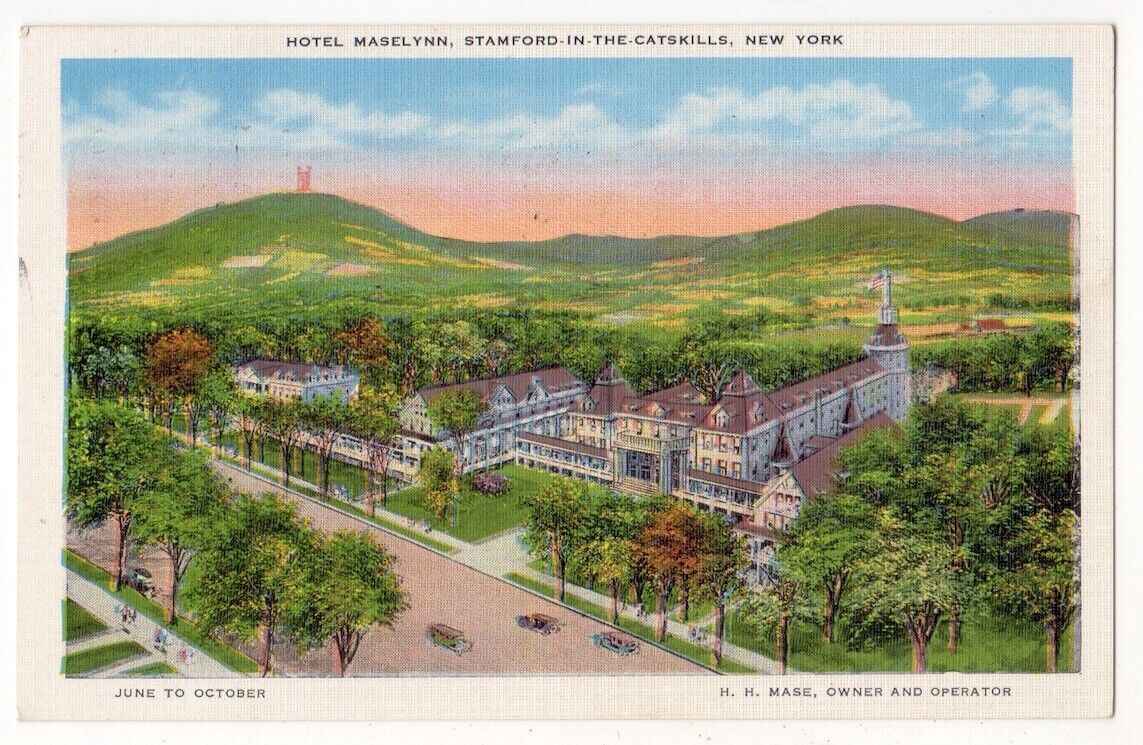 Stamford, Catskill Mountains New York c1940's Hotel Maselynn, demolished 1945