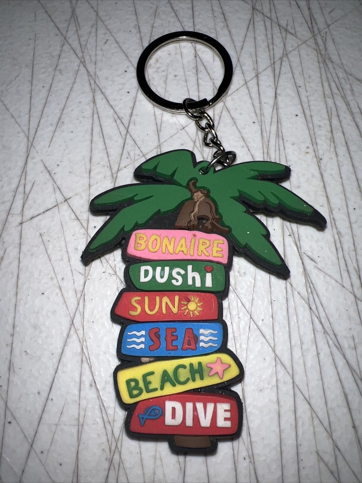 Palm tree beach sign souvineer keychain