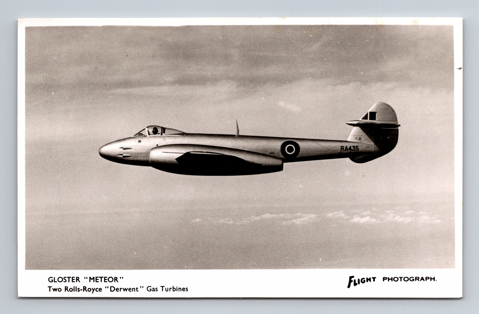 RPPC WWII RAF Gloster Meteor Jet Fighter FLIGHT Photograph Postcard